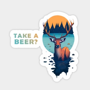 Classic Deer in the Lake Vintage Retro Beer Sticker